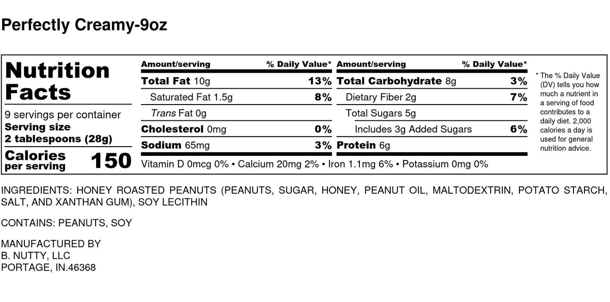 Perfectly Creamy BNutty Peanut Butter- Case of 6- 9oz