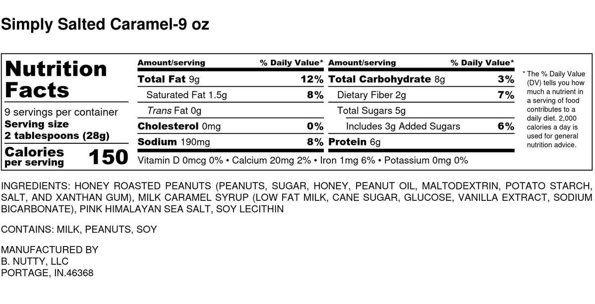 Simply Salted Caramel BNutty Peanut Butter- Case of 6- 9oz