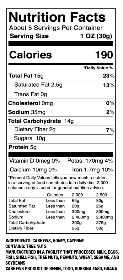 Hot Honey Fairtrade Cashews