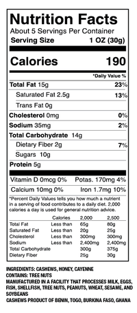 Hot Honey Fairtrade Cashews