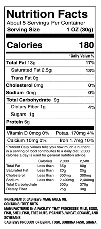 Roasted Plain Fairtrade Cashews